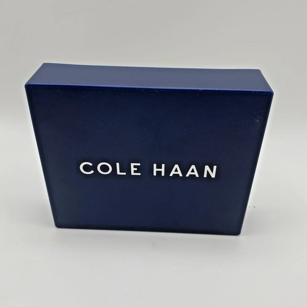 NEW Cole Haan Black Pebbled Leather Billfold Wallet w/ Box | Classic Slim Bifold